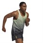 adidas Mens Adizero Engineered Running Singlet Carbon/Magic Lime