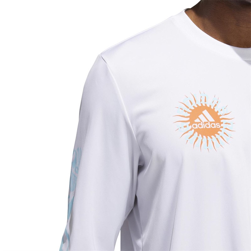 adidas Mens Freedom Graphic Long Sleeve Running Top White
