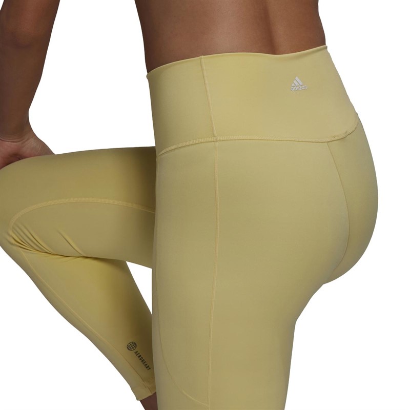 adidas Womens Yoga Studio Aeroready 7/8 Tight Leggings Almost Yellow