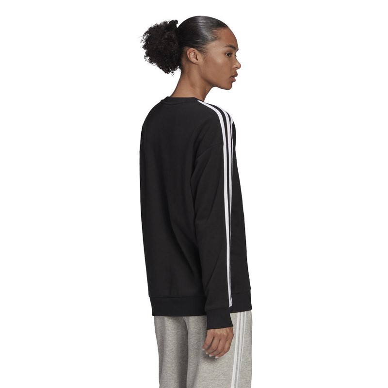 adidas Womens Essentials Studio Lounge 3-Stripes Sweatshirt Black/White