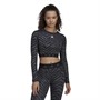 adidas Womens Hyperglam Techfit Zebra Print Cropped Long Sleeve Top Multi Colour/Black