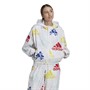 adidas Womens Essentials Multi-Colored Logo Loose Fit Windbreaker White/Multicolour/Vivid Red
