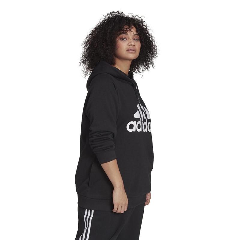 adidas Womens Essentials Logo Fleece Hoodie (Plus Size) Black/White