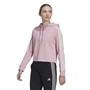 adidas Womens Essentials 3-Stripes Cropped Hoodie True Pink/White