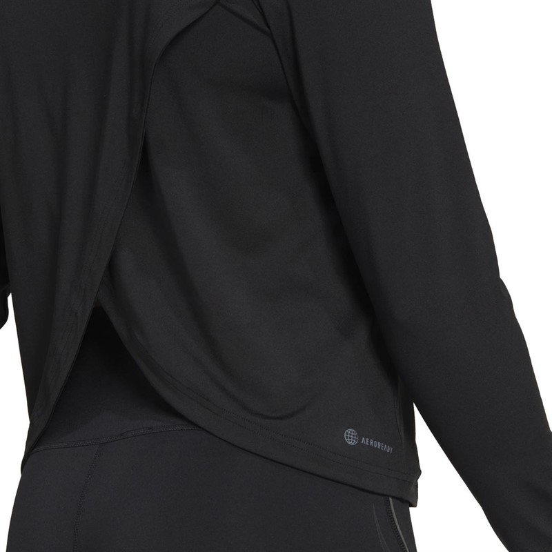 adidas Womens Studio Aeroready Long-Sleeve Top Black/White