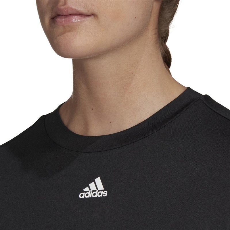 adidas Womens Studio Aeroready Long-Sleeve Top Black/White