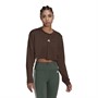 adidas Womens Hyperglam Aeroready 3-Stripes Lightweight Oversized Sweatshirt Brown/White
