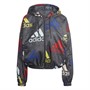 adidas Womens Essentials Multi-Colored Logo Loose Fit Windbreaker Carbon/Multi Colour/White