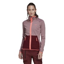 adidas Womens Terrex Tech Flooce Light Hooded Hiking Jacket Magic Mauve/Shadow Red