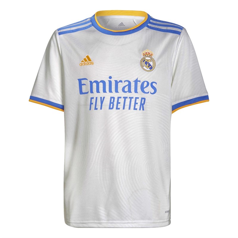 adidas Junior RMCF Real Madrid Home Jersey White