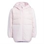 adidas Junior 3-Stripes Padded Hooded Lightweight Down Jacket Clear Pink