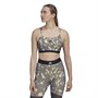 adidas Womens Aeroready Light Support Hyperglam Printed Sports Bra Almost Yellow/Trace Grey/Black