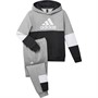 adidas Junior Colourblock Fleece Tracksuit Medium Grey Heather/Grey