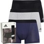 adidas Mens Active 3-Stripes Cotton Three Pack Trunk Black/Charcoal/Grey