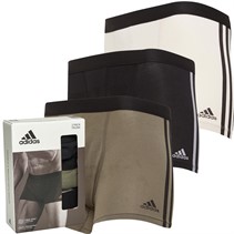 adidas Mens Active 3-Stripes Cotton Three Pack Trunks Black/Khaki/Beige