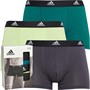 adidas Mens Active Cotton Three Pack Trunks Charcoal/Petrol/Lime