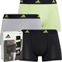 adidas Mens Active Micro Flex Three Pack Trunks Black/Charcoal/Lime