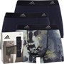 adidas Mens Active Micro Flex Three Pack Trunks Charcoal/Print