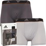 adidas Mens Active Micro Flex Vented Two Pack Trunks Charcoal/Grey