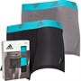 adidas Mens Active Micro Flex Vented Two Pack Trunks Black/Charcoal/Turquoise