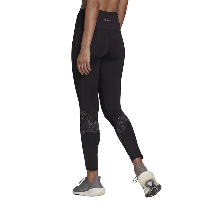 adidas Womens Own The Run Aeroready Reflective Tight Leggings Black
