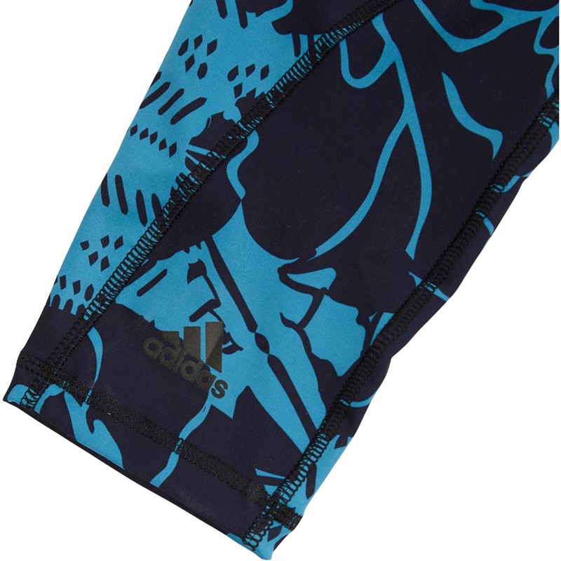 adidas Womens Optime Superher Graphic Tight Leggings (Plus Size) Crazy Blue