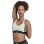 adidas Womens Powerreact Aeroready Medium-Support Sports Bra Linen Green/White