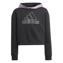 adidas Girls Winter Glam Cropped Hoodie Black/Matt Purple Met/Semi Pulse Lilac