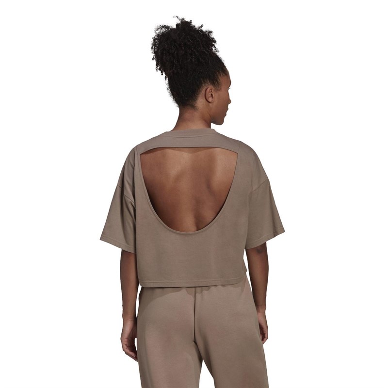 adidas Womens Hyperglam Boxy T-Shirt Chalky Brown