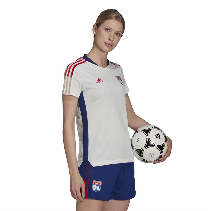 adidas Womens OL Olympique Lyonnais Tiro Training Jersey White Tint/Victory Blue