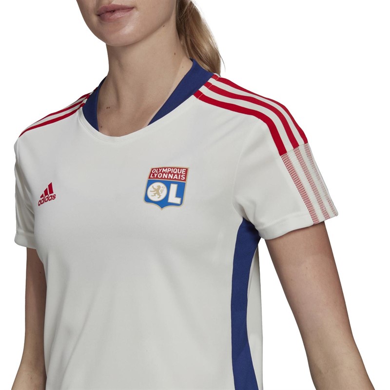 adidas Womens OL Olympique Lyonnais Tiro Training Jersey White Tint/Victory Blue