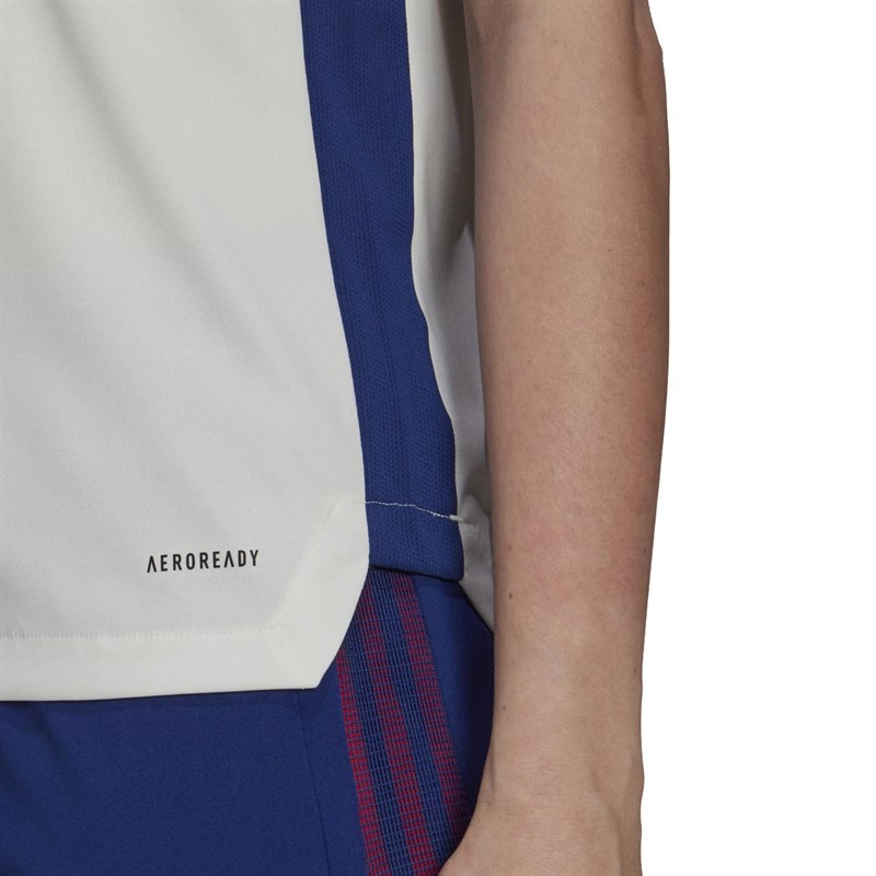 adidas Womens OL Olympique Lyonnais Tiro Training Jersey White Tint/Victory Blue