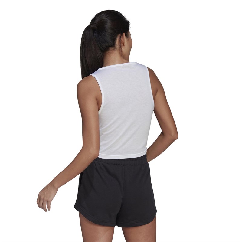 adidas Womens Hyperglam Aeroready Cropped Tank Top White
