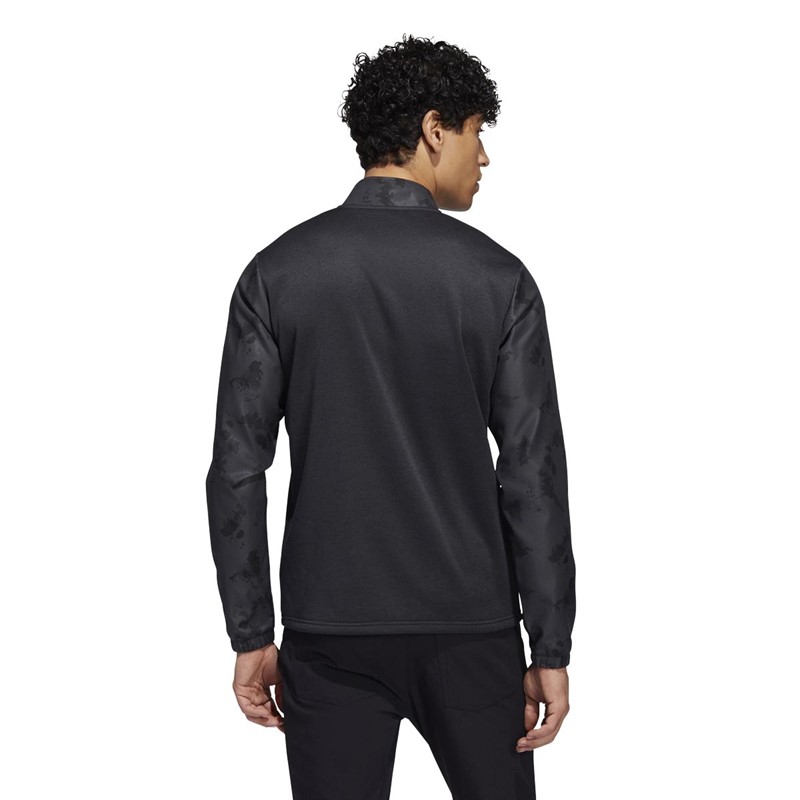 adidas Mens Splatter Print 1/4 Zip Golf Mid Layer Black/Carbon