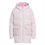 adidas Girls Badge Of Sport Long Hooded Down Jacket Clear Pink