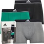 adidas Mens Active Micro Flex Three Pack Trunks Black/Grey/Green