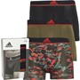 adidas Mens Active Micro Flex Three Pack Trunks Black/Khaki/Print