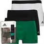 adidas Mens Active 3-Stripes Cotton Three Pack Trunks Black/Green/White