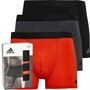 adidas Mens Active 3-Stripes Cotton Three Pack Trunks Black/Charcoal/Orange