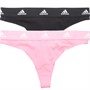 adidas Womens Sport Cotton Logo Two Pack Thongs Assorted