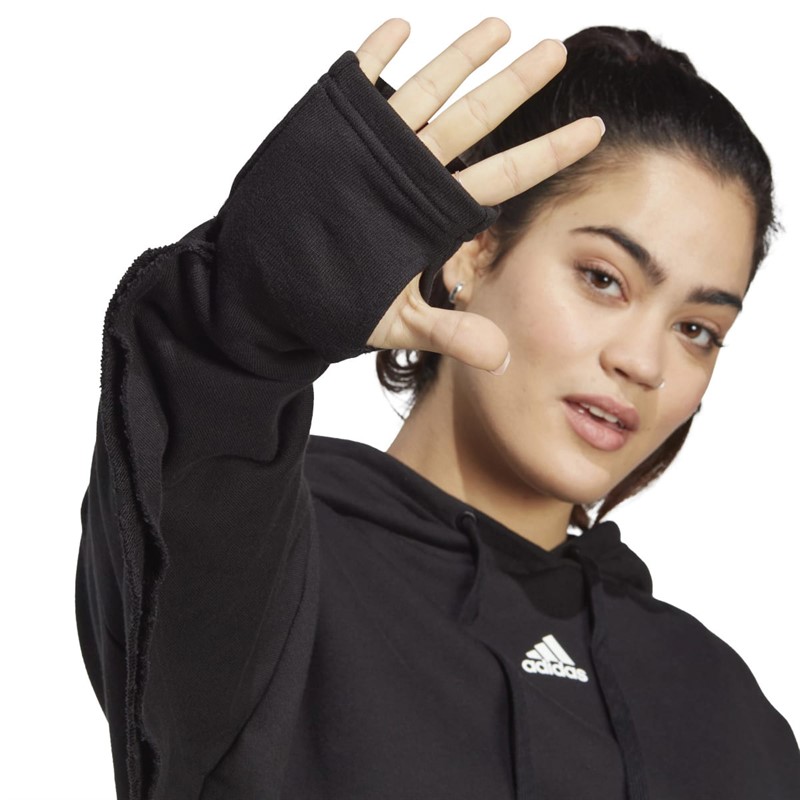 adidas Dames Collectieve Kracht Geknipte Hoodie (plus Size) Zwart