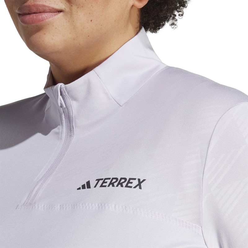 adidas Dames Terrex Multi Half Zip Lange Mouwen Top (plus Size) Zilveren Dageraad