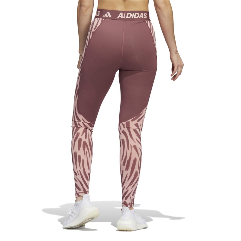 adidas Womens Aeroready Techfit Graphic Tight Leggings Quick Crimson