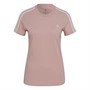 adidas Womens Essentials 3-Stripes Slim Fit T-Shirt Wonder Mauve/White