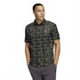adidas Mens Jacquard Lines Primegreen Golf Polo Black/Pulse Lime