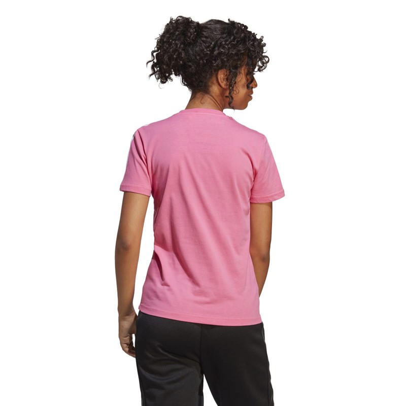 adidas Womens Essentials 3-Stripes Slim Fit T-Shirt Pulse Magenta/White