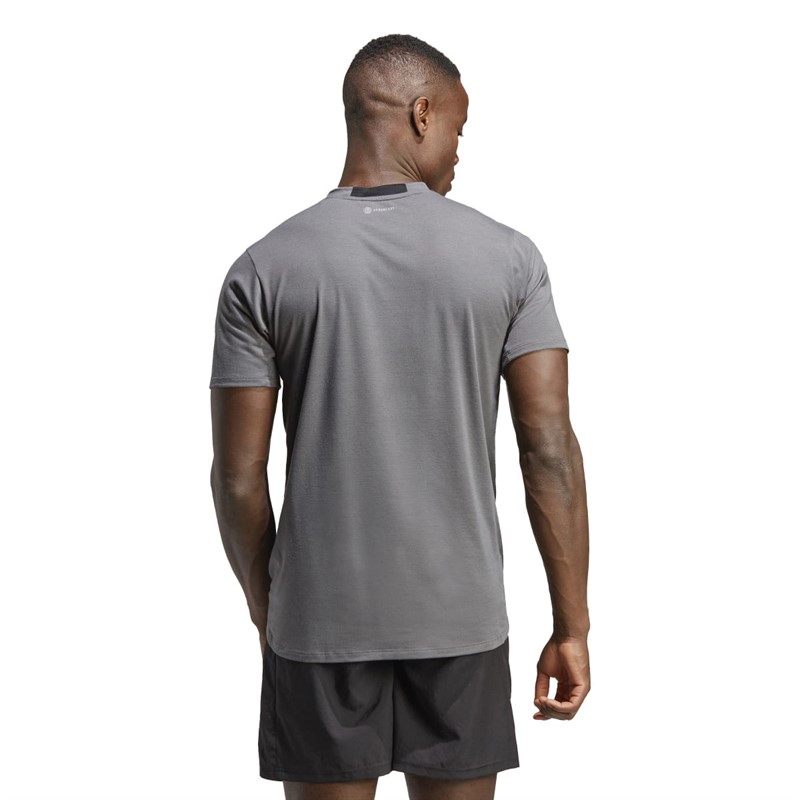 adidas Mens Designed For Training T-Shirt Grey Five