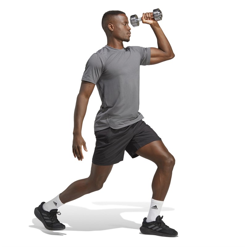 adidas Mens Designed For Training T-Shirt Grey Five