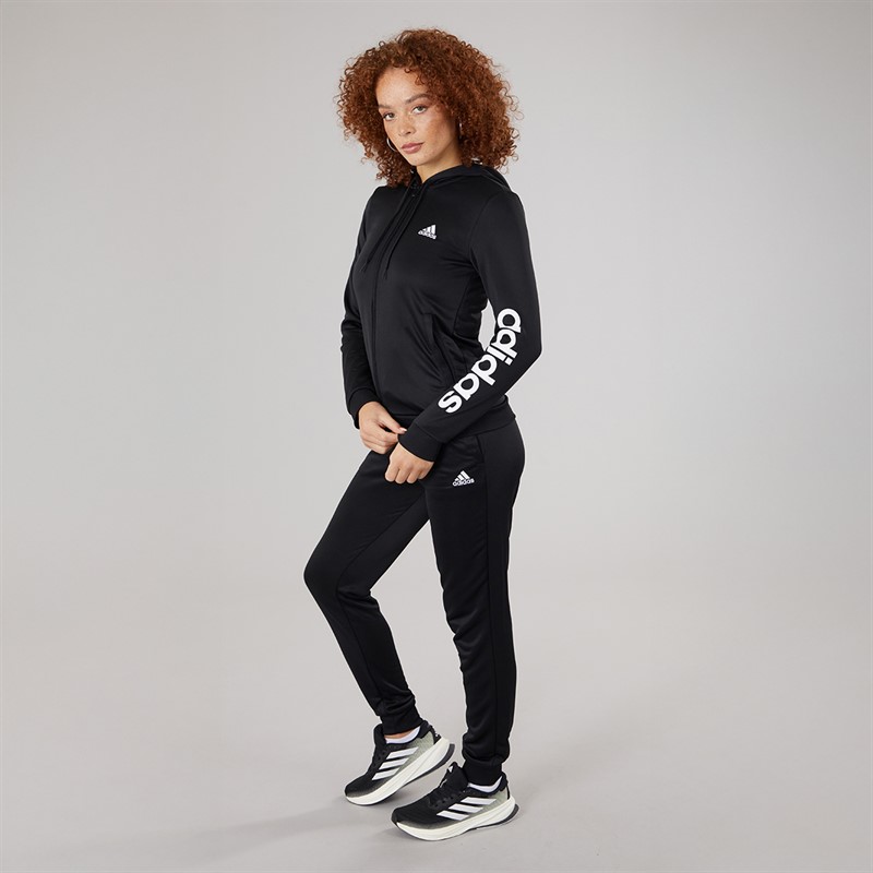 adidas Womens Essentials French Terry Logo Tracksuit Black/White