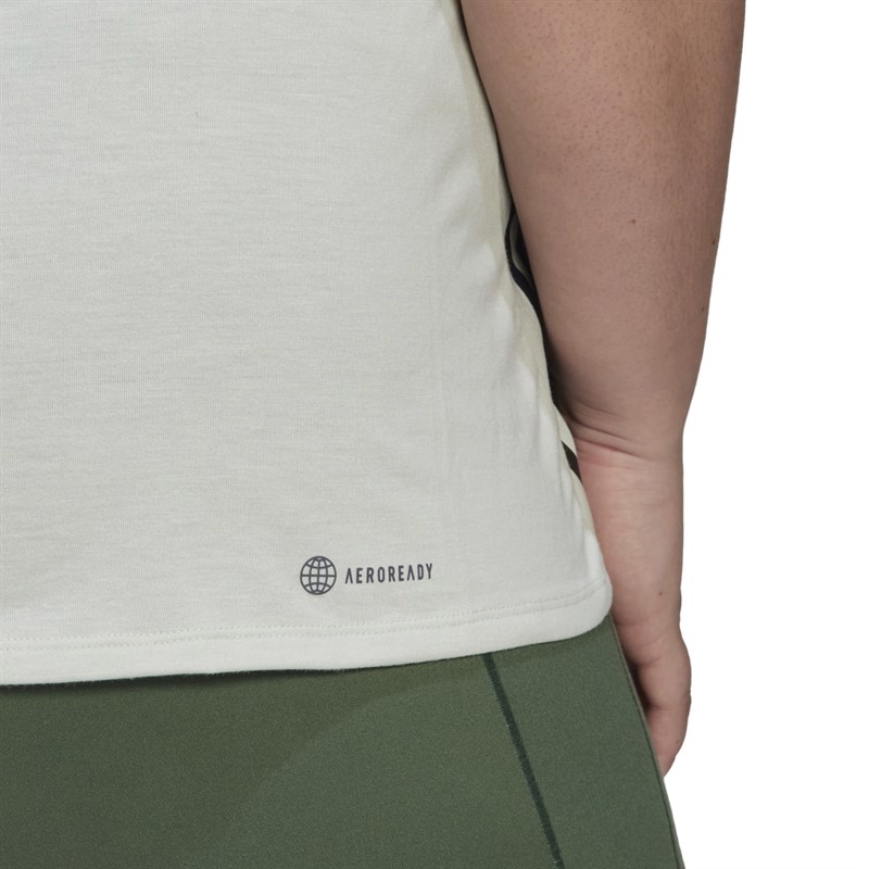 adidas Womens Train Icons Aeroready 3-Stripes Top Linen Green/Black